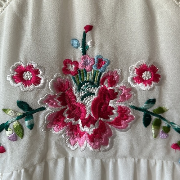 ASOS | Pink and Red Bell Sleeve Sundress MIDI with Embroidery - Picture 7 of 16